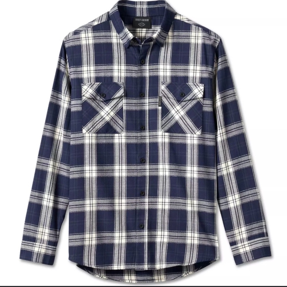 Harley-Davidson Navy Plaid Men's Shirt Sz M